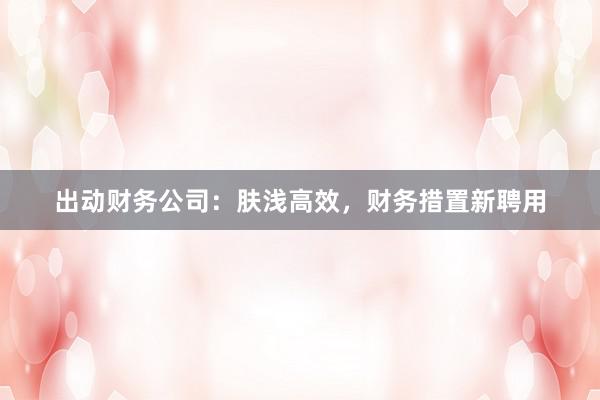 出动财务公司：肤浅高效，财务措置新聘用